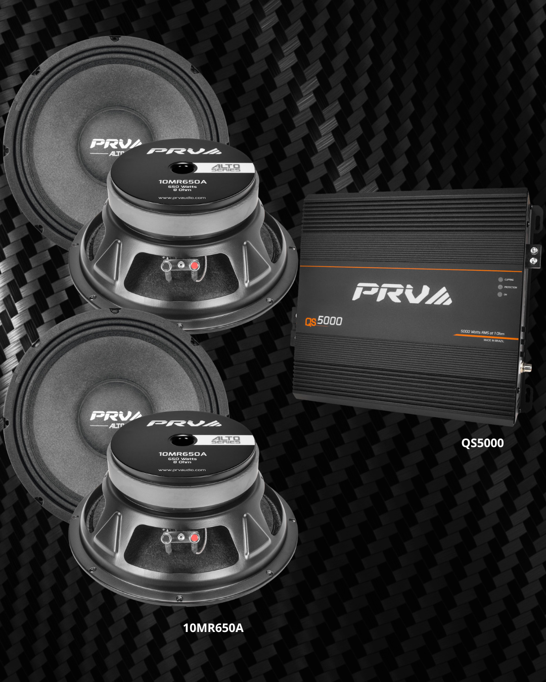 COMBO PRV AMPLIFICADOR QS5000 Y 4 BOCINAS 10" 10MR650A