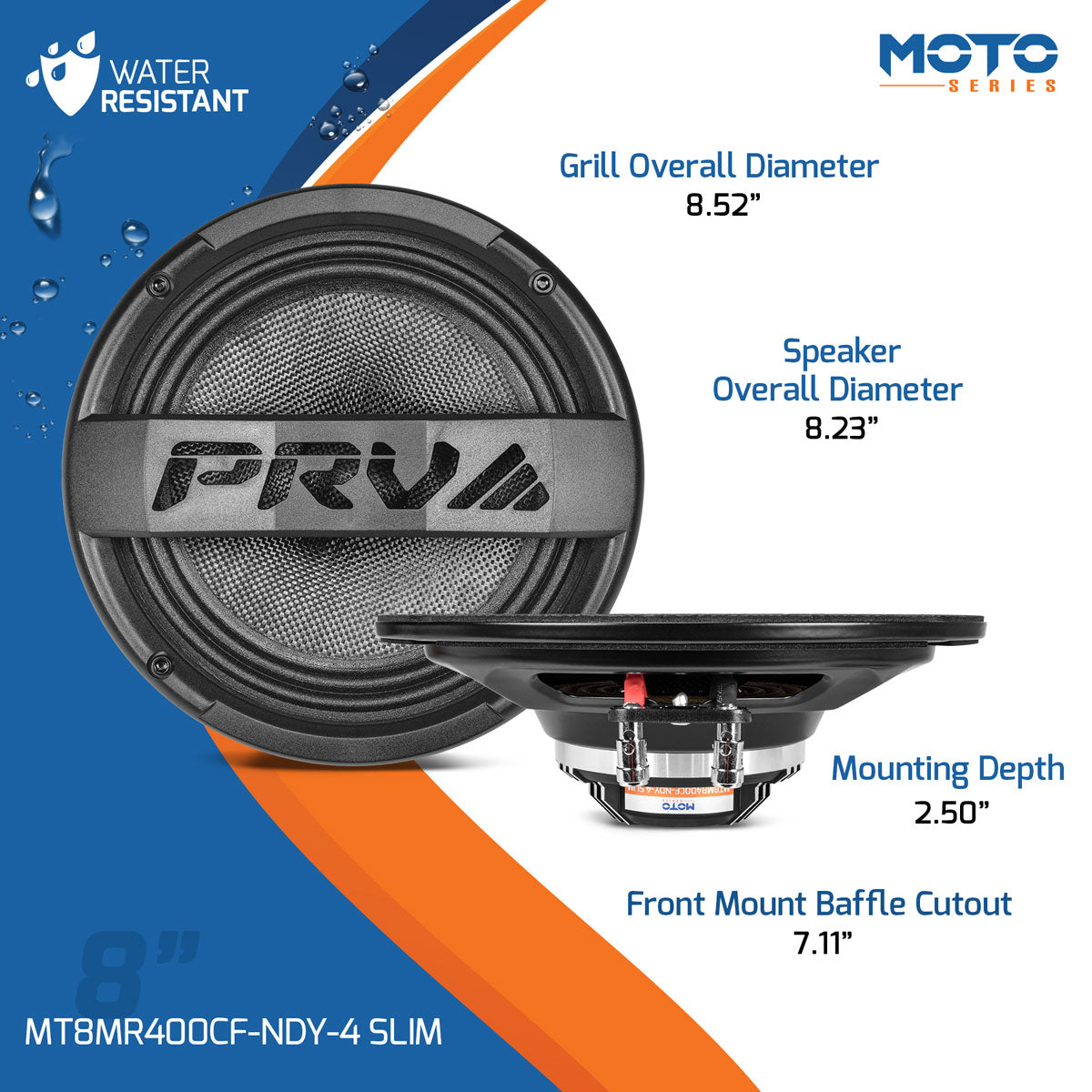 BOCINA CARBON FIBER PRV 8" MT8MR400CF-NDY-4 SLIM